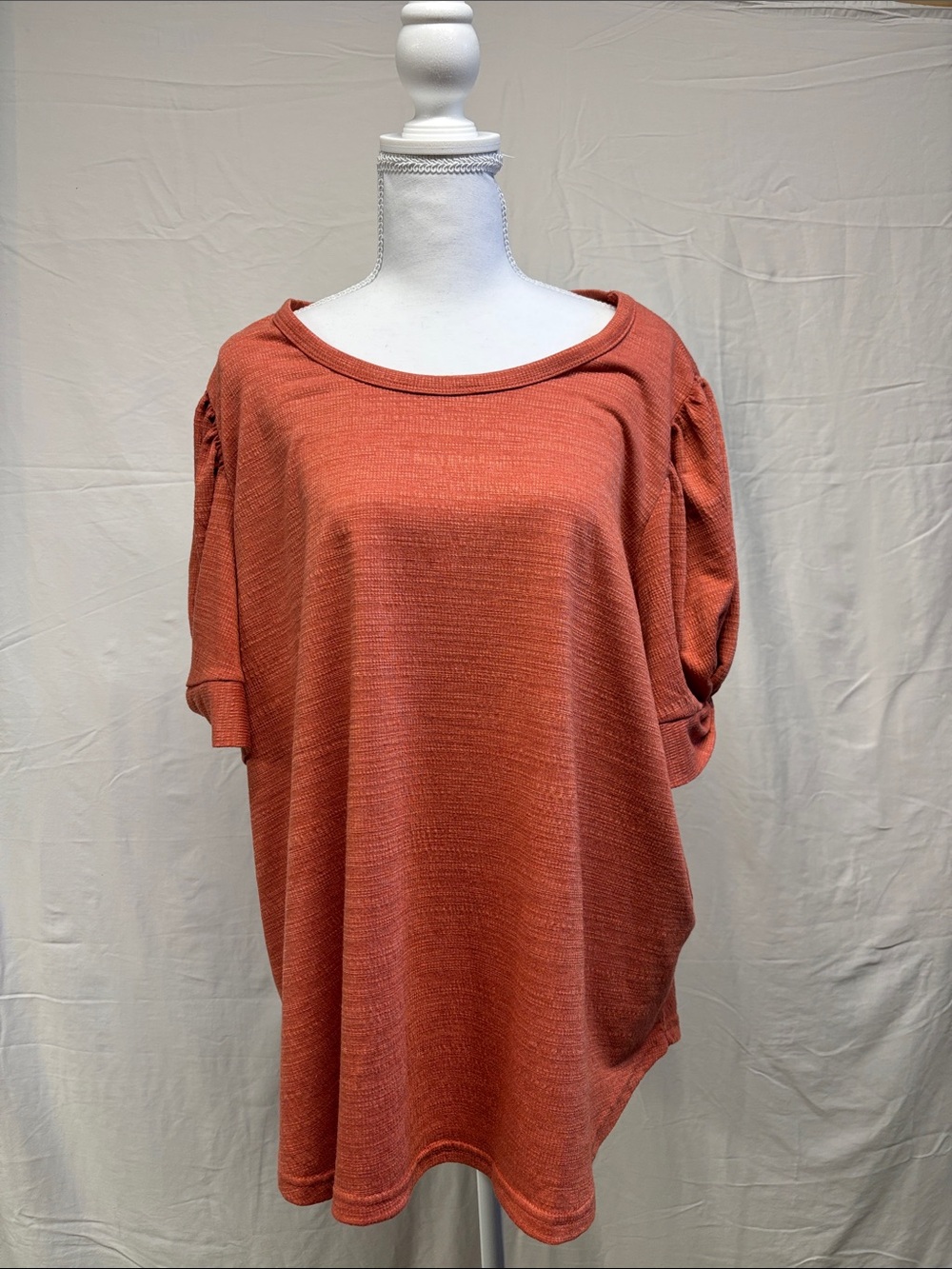Jane and Delancey Short Sleeve Scoop Neck Top - Rust Orange